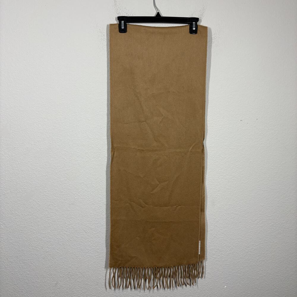 Hilltop Rectangular Scarf Wrap Shawl Brown 100% Pure Cashmere Fringe 40X14.5